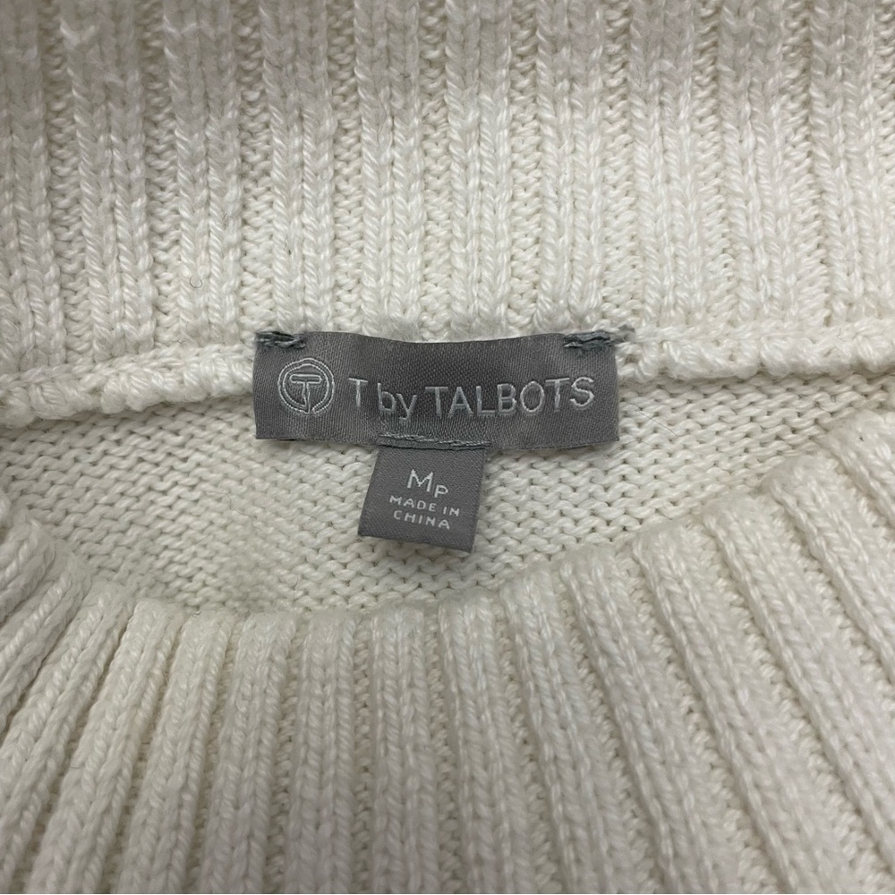 Talbots Black and Cream Snowflake Turtleneck Sweater.  Size MP - Picture 6 of 7